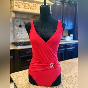 Michael Kors one piece wrap halter top swim suit